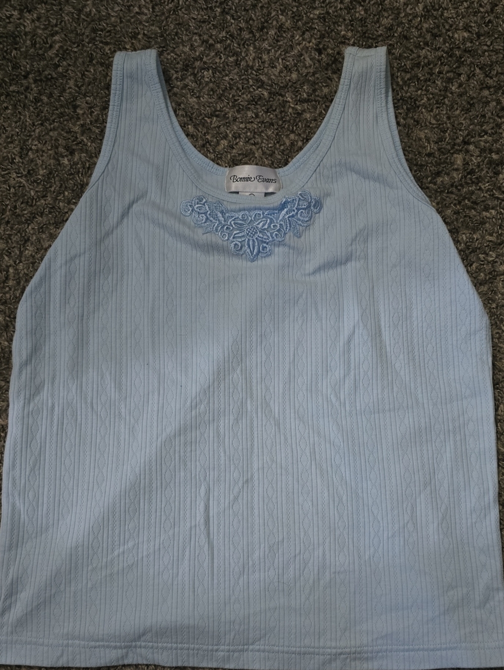 Vintage - BONNIE EVANS Light Blue Embroidered Tank Top